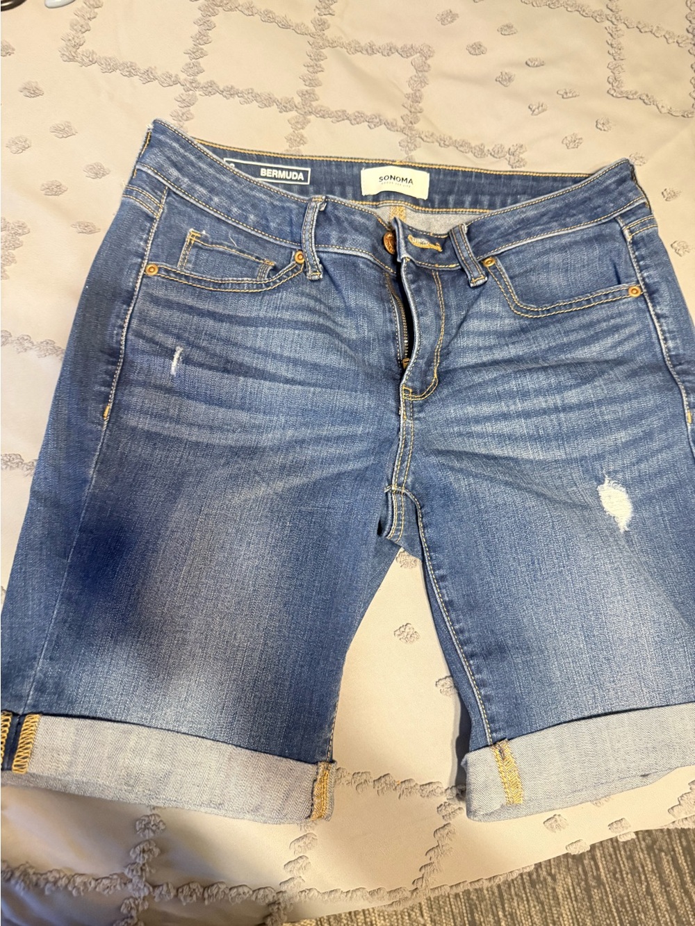 Sonoma Distressed Blue Denim Bermuda Shorts